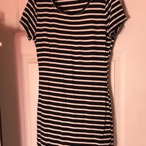 Casual Black & White Striped Dress